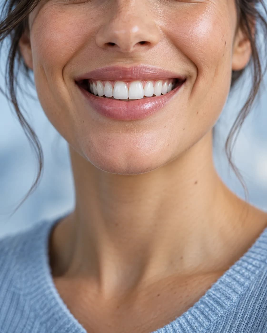 Detalhe ilustrativo de um sorriso natural para uma campanha de odontologia estética